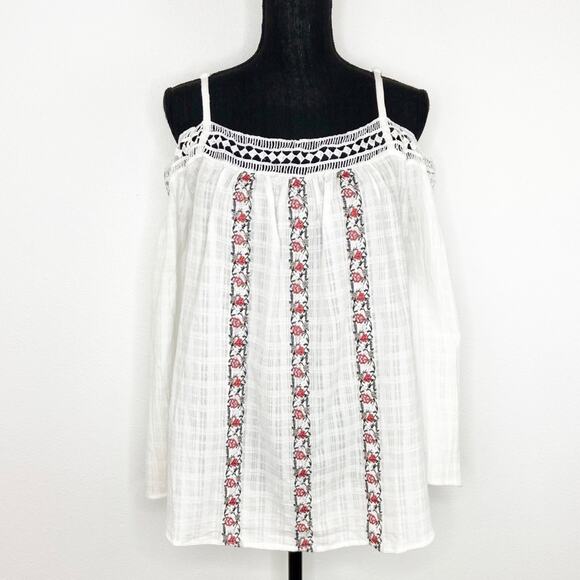 Mystree Off Shoulder Boho Blouse Medium NWT - Picture 1 of 8